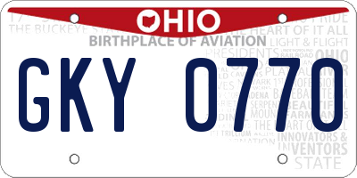 OH license plate GKY0770