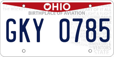 OH license plate GKY0785