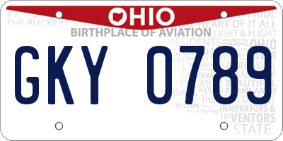 OH license plate GKY0789