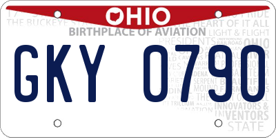 OH license plate GKY0790