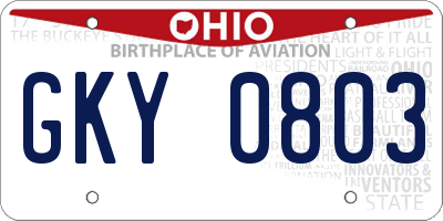 OH license plate GKY0803