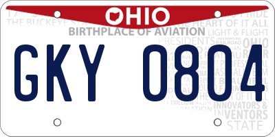 OH license plate GKY0804