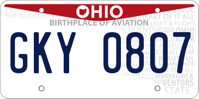 OH license plate GKY0807