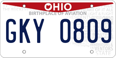 OH license plate GKY0809