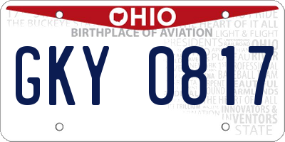 OH license plate GKY0817