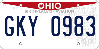 OH license plate GKY0983