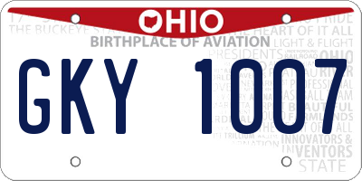 OH license plate GKY1007