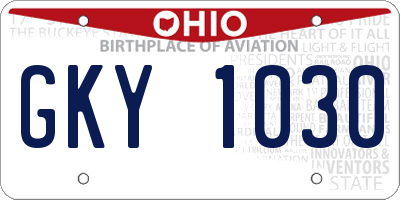 OH license plate GKY1030