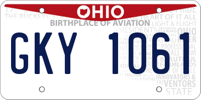 OH license plate GKY1061
