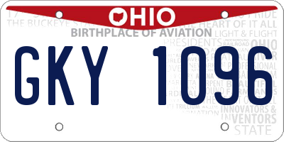 OH license plate GKY1096