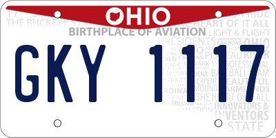 OH license plate GKY1117