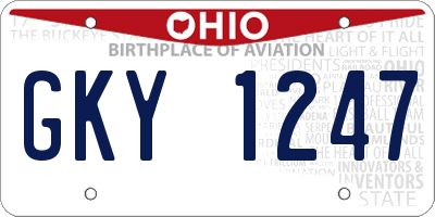 OH license plate GKY1247