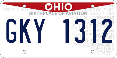 OH license plate GKY1312