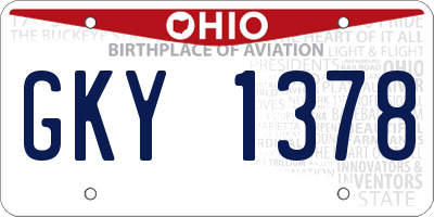 OH license plate GKY1378