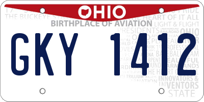 OH license plate GKY1412