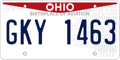 OH license plate GKY1463