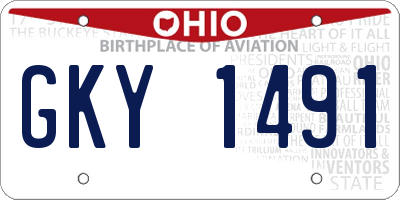 OH license plate GKY1491