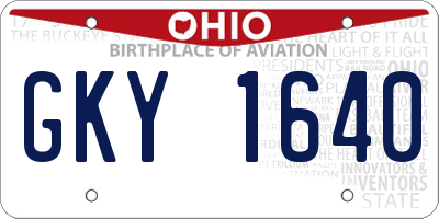 OH license plate GKY1640