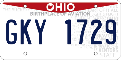 OH license plate GKY1729