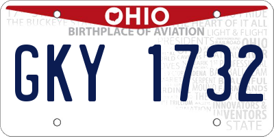 OH license plate GKY1732