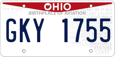 OH license plate GKY1755