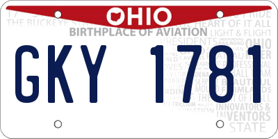 OH license plate GKY1781