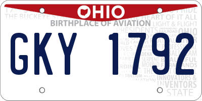 OH license plate GKY1792