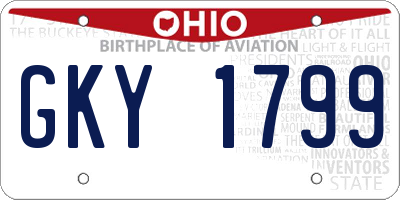 OH license plate GKY1799