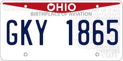 OH license plate GKY1865