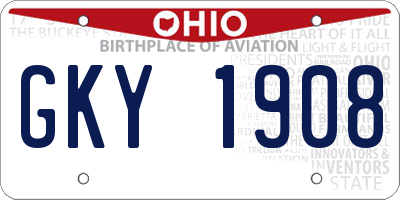 OH license plate GKY1908