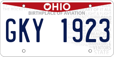 OH license plate GKY1923