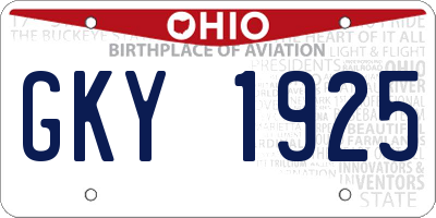 OH license plate GKY1925