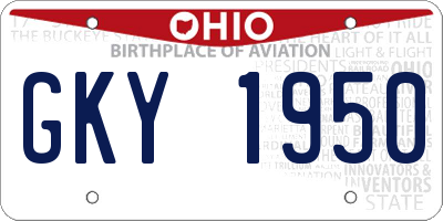 OH license plate GKY1950