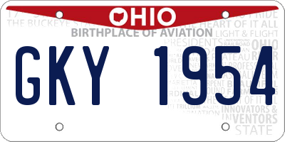 OH license plate GKY1954