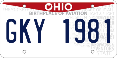 OH license plate GKY1981
