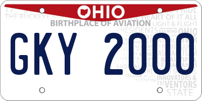 OH license plate GKY2000