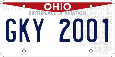 OH license plate GKY2001