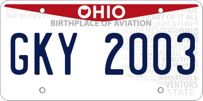OH license plate GKY2003