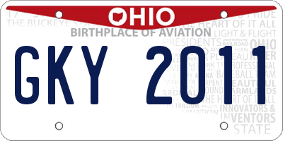 OH license plate GKY2011