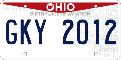 OH license plate GKY2012