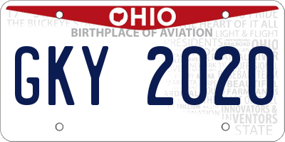 OH license plate GKY2020