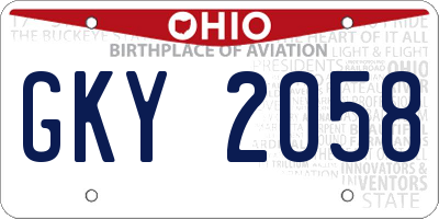 OH license plate GKY2058