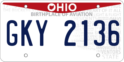 OH license plate GKY2136
