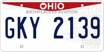 OH license plate GKY2139