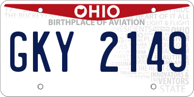 OH license plate GKY2149