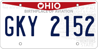OH license plate GKY2152