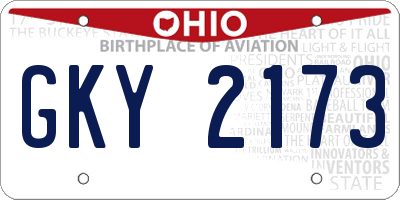 OH license plate GKY2173
