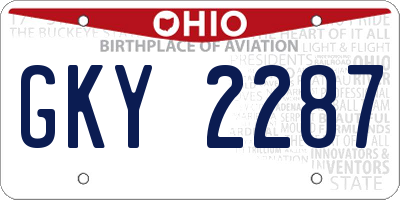 OH license plate GKY2287