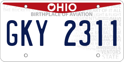 OH license plate GKY2311