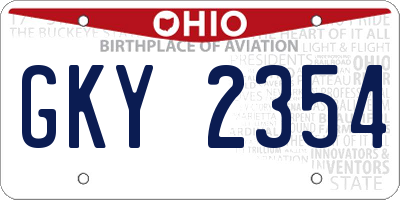 OH license plate GKY2354